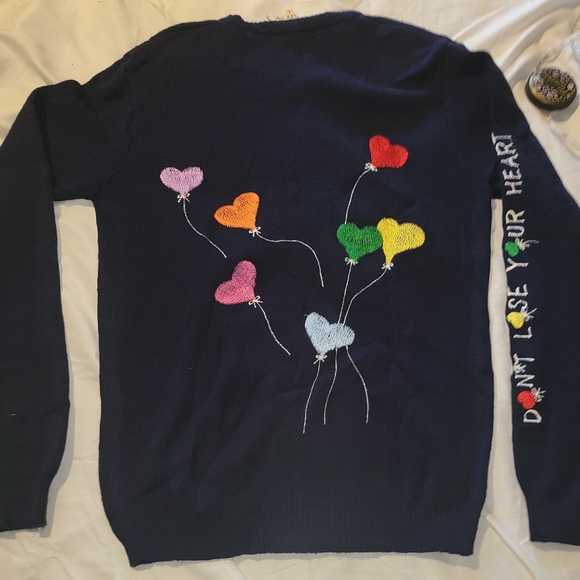 Vintage 60s Cyn Les Shirlee Designs Sweater Large Hearts Ballons Kitsch - Picture 5 of 6